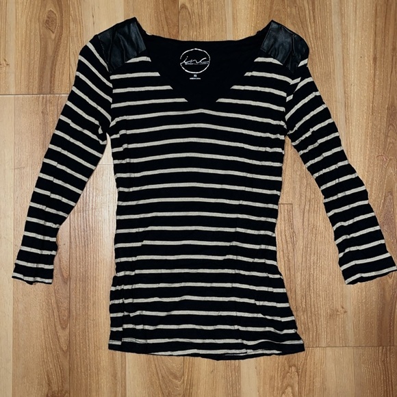 Black and Tan Striped Top INC - Picture 2 of 5